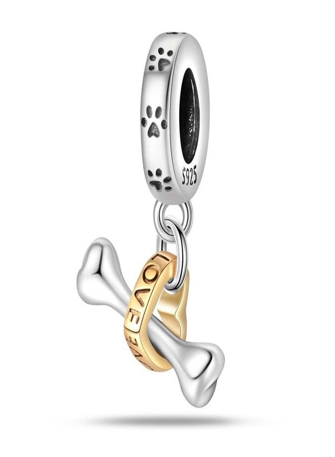 ARTCHARM Dog Print and Bone Love Heart Charms for Woman-925 Sterling Silver Dangle Pendant Bead with Cubic Zirconia,DIY Gifts for Women Bracelet & Necklace, red - Image 1